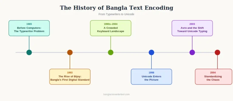 The History of Bangla Text Encoding: From Typewriters to Unicode 1 bangla timeline v2